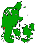 Danmarkskort med Esbjerg markeret
