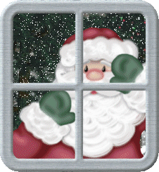 Julemand ser ind af vindue