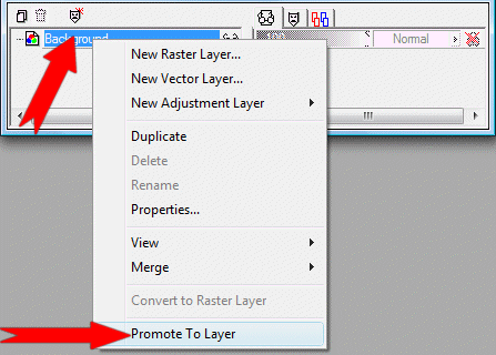 Hjreklik p linjen Background og vlg Promote to layer