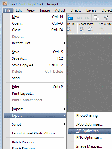 Klik på: File > Export > Gif optimizer...