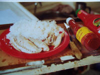 Dagens højdepunkt - Fisk og ris med ketchup og Piri-Piri