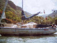 Trojka efter 35 døgn på Stillehavet. Papete, Tahiti.