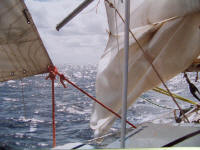 Reefed sail in the Atlantic