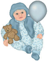 Barn med bamse og ballon