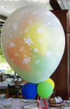 En stor ballon med sm balloner indeni, pynt til  barnedb
