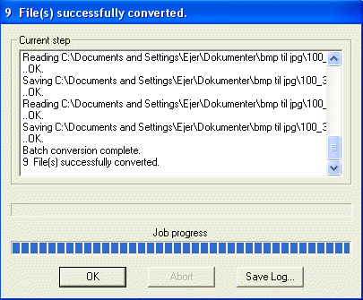 Nr konverteringen er afsluttet - klik p OK