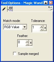Tools options - Magic wand - indstillinger